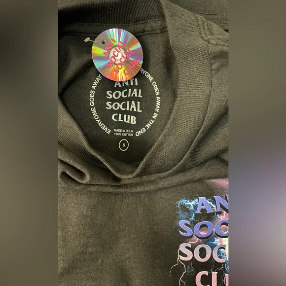 NWT ASSC Anti Social Social Club Bolt From The Blue Black Shirt Size Small - Picture 5 of 8